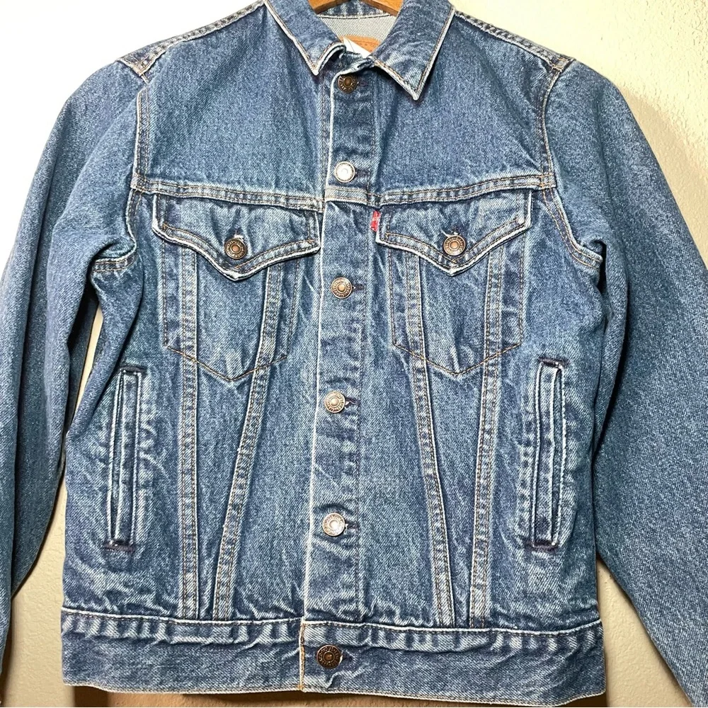 Vintage Boy/Girl Levi’s Medium Wash Denim Jean Jacket Size 16 Made In U.S.A - Picture 2 of 11
